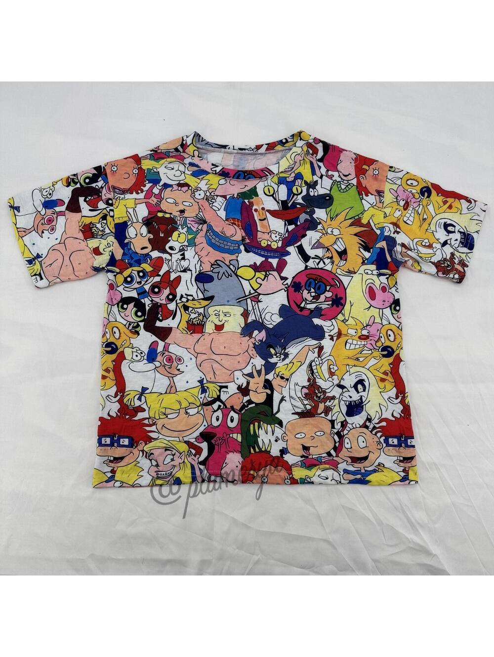 Nickelodeon 90's Cartoon Print Graphic Tee Vintage Kidcore Unisex Casual